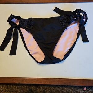 Betsey Johnson Size Large Black and Pink Swimwear Bikini Bottom ONLY